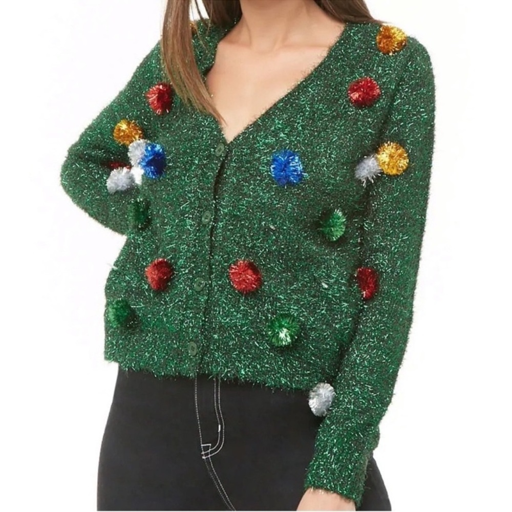 Forever 21 Tinsel Light Up Christmas Cardigan